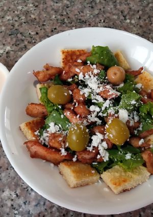A picture of Caesar salad.
