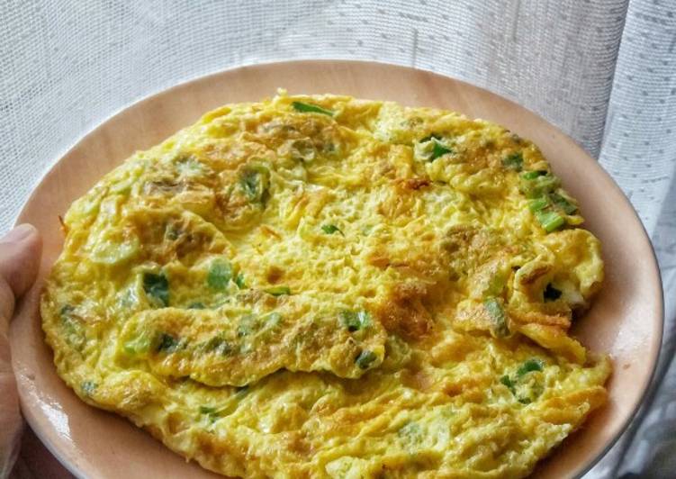 Telur Dadar Daun Bawang Scallions Omelette Recipe By Iskan Detia Karina Cookpad