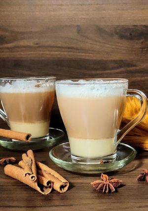 A picture of Biryani chai, layered tea with spices.