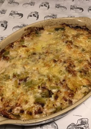 Une photo de Flan de poireaux à la crème de brocciu, jambon cru et emmental