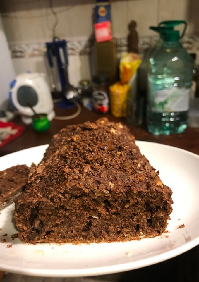 Una foto de Budín de banana y cacao (saludable)