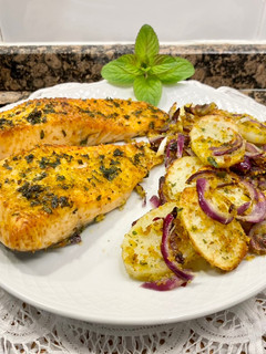 Foto principal de Salmón con patatas en freidora de aire