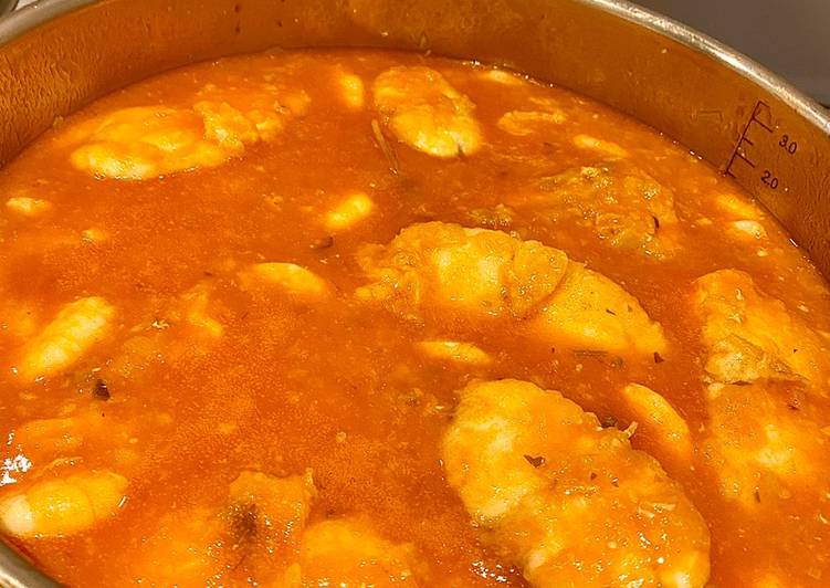 Rape guisado con langostinos 🦐