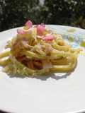 Tallarines a la carbonara - Tagliatelle alla carbonara-