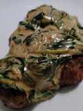 Steak with gorgonzola and spinach
