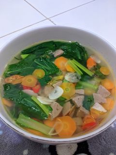 Foto resep 24) Sayur Bening Sawi Ijo wortel & Baso