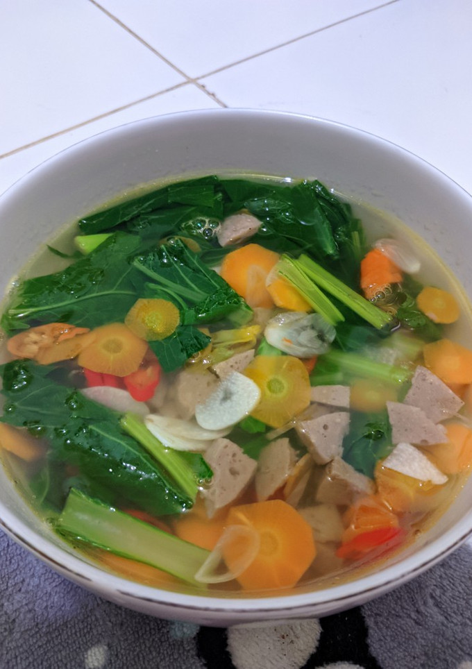 Foto resep 24) Sayur Bening Sawi Ijo wortel & Baso
