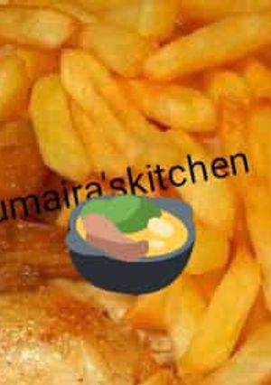 A picture of Chicken and chips.