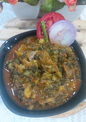 A picture of Mutton turnip spinach.