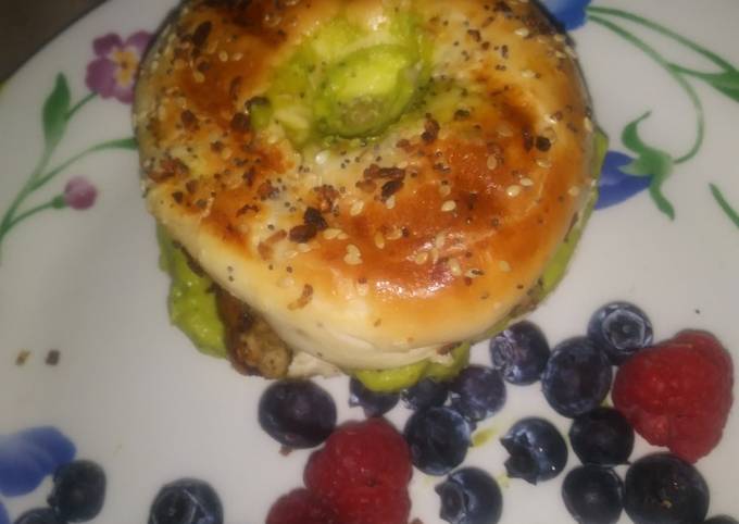 Chicken Guacamole On A Bagel