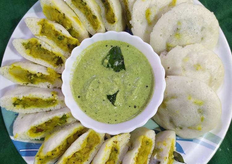 Step-by-Step Guide to Make Super Quick Homemade Stuffed Idli with coconut mint Chutney