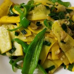 A picture of Quick Sauté: Shishito with yellow squash.
