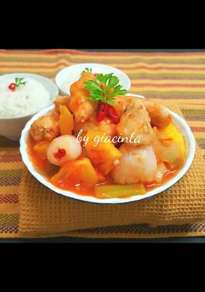 Foto resep Ayam saus Leci - Nanas (ayam kuluyuk)