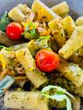 Rigatoni con pesto de pistachos