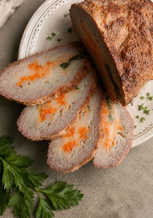 Фото М'ясний рулет з макаронами.