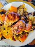 Sovracosce di pollo con patate e carote al rosmarino
