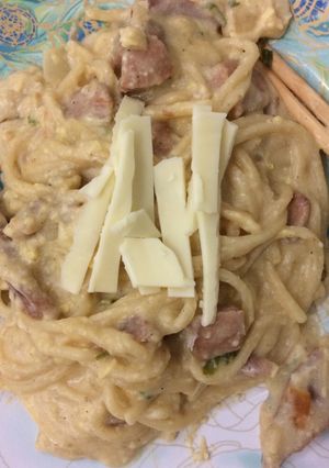 Foto resep Quick Spaghetti Carbonara (tanpa garam & cream) 🇮🇩