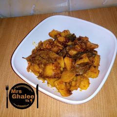 Irish potatoes pottage with liver A picture of Irish potatoes pottage with liver.