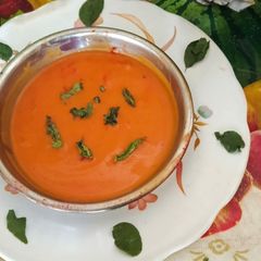 A picture of Delicious healthy carrot Ginger tasty soup for bye bye winter.