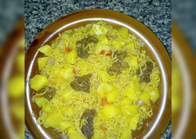 My Special Indomie with potatoes &amp; liver