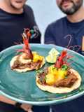 Tacos de Carrillera y Gamba Roja