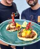 Tacos de Carrillera y Gamba Roja