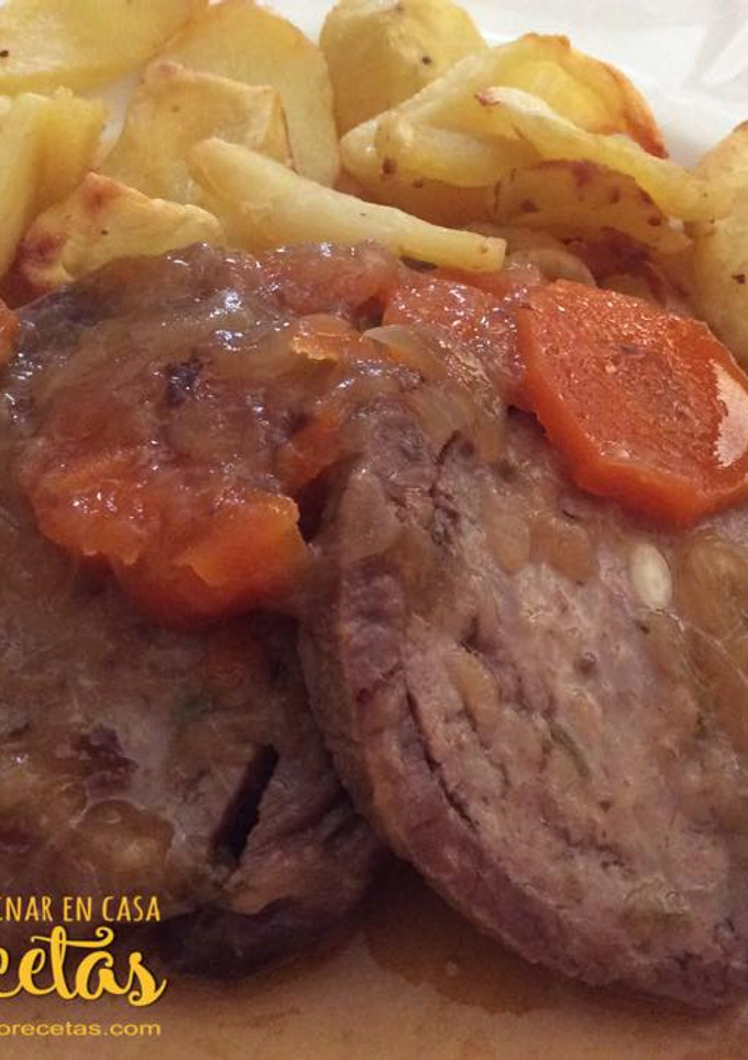 Una foto de Carne rellena en salsa teriyaki