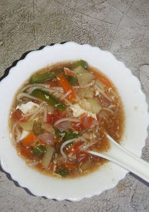 A picture of Soupy noodles.