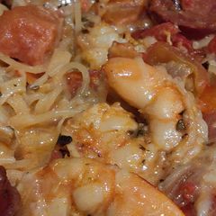 A picture of Cajun Shrimp Pasta with Sausage.