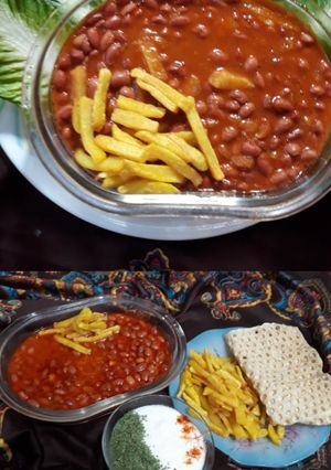 عکسی از دستور لوبیا قرمز وسیب زمینی(غذای نونی)