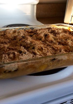 A picture of Frank’s Apple Peach Cobbler w/secret ingredient.