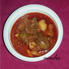 Baingan aloo (eggplants and potatoes) A picture of Baingan aloo (eggplants and potatoes).