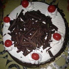 A picture of Black forest cake.