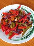 Guarnición mediterránea asada (pimientos, cebolla y ajo)