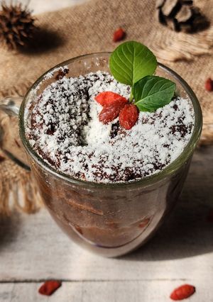 Una foto de 💫✨Mug cake con especias, cacao y naranja, naturalmente endulzado✨ Aromas navideños ✨💫 Al microondas