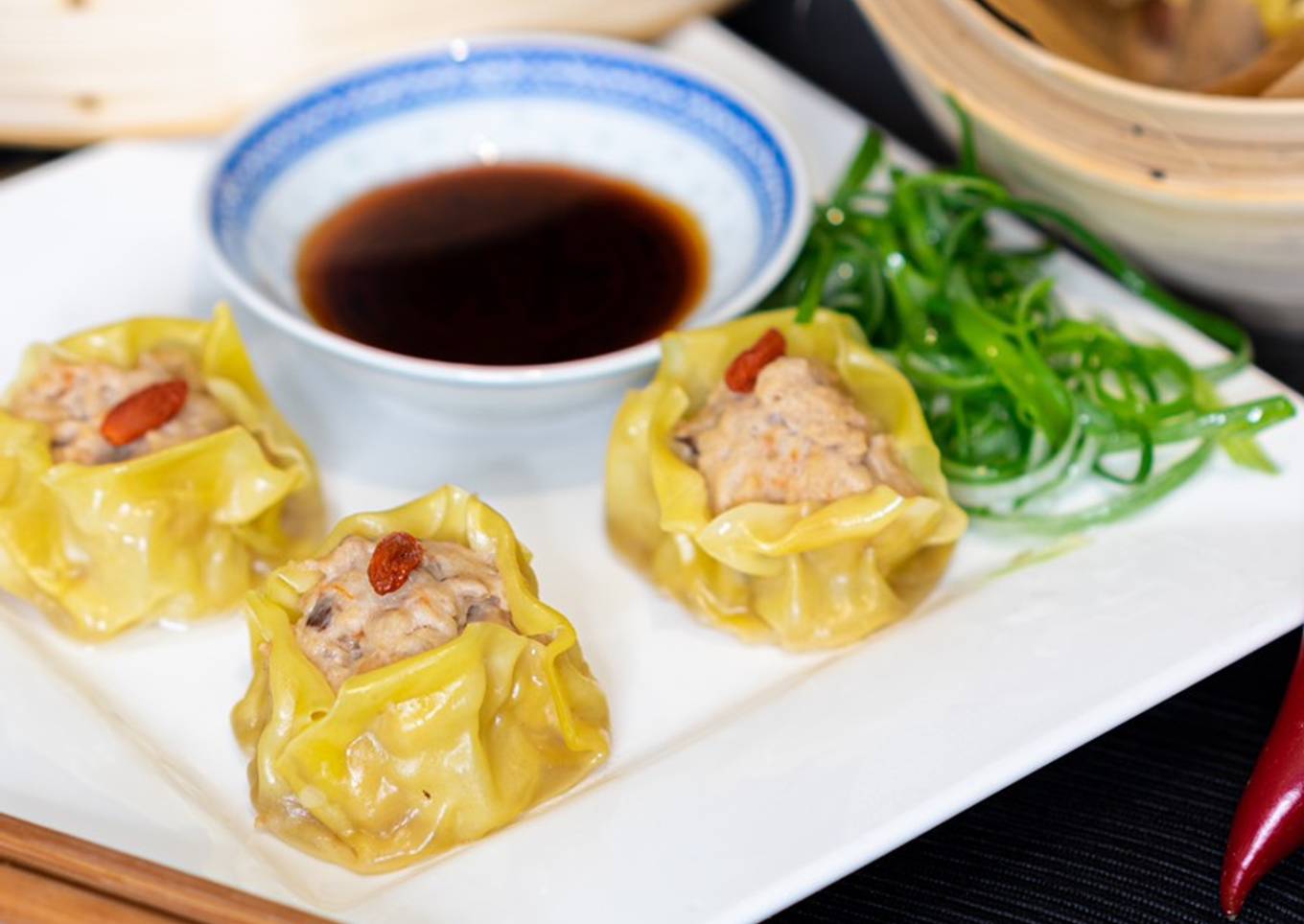 Cantonese siumai (steamed dimsam, mushroom and shrimp)