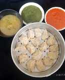 Chicken Scallion Momo with Clear Chicken Soup and Chutney