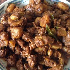 A picture of Beef  & Koorka  (Chinese Potatoes).