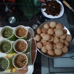 Homemade golgppe and spicey and meetha pani A picture of Homemade golgppe and spicey and meetha pani.