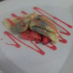 Crepe Nutella with a Strawberry Compote A picture of Crepe Nutella with a Strawberry Compote.