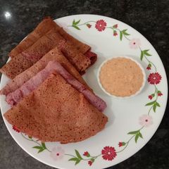 A picture of Beetroot dosa.