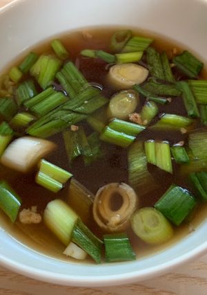 A picture of Oriental dipping sauce / soup.