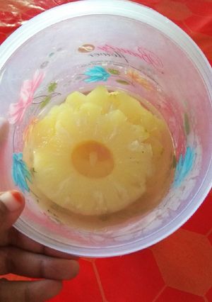 A picture of Homemade tin pineapple slices.