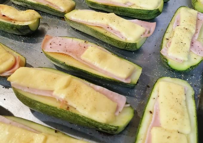 Calabacitas rellenas de jamón y queso Receta de Regina Hernandez- Cookpad