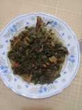 Mkundeleaves and matumbo in coconut milk