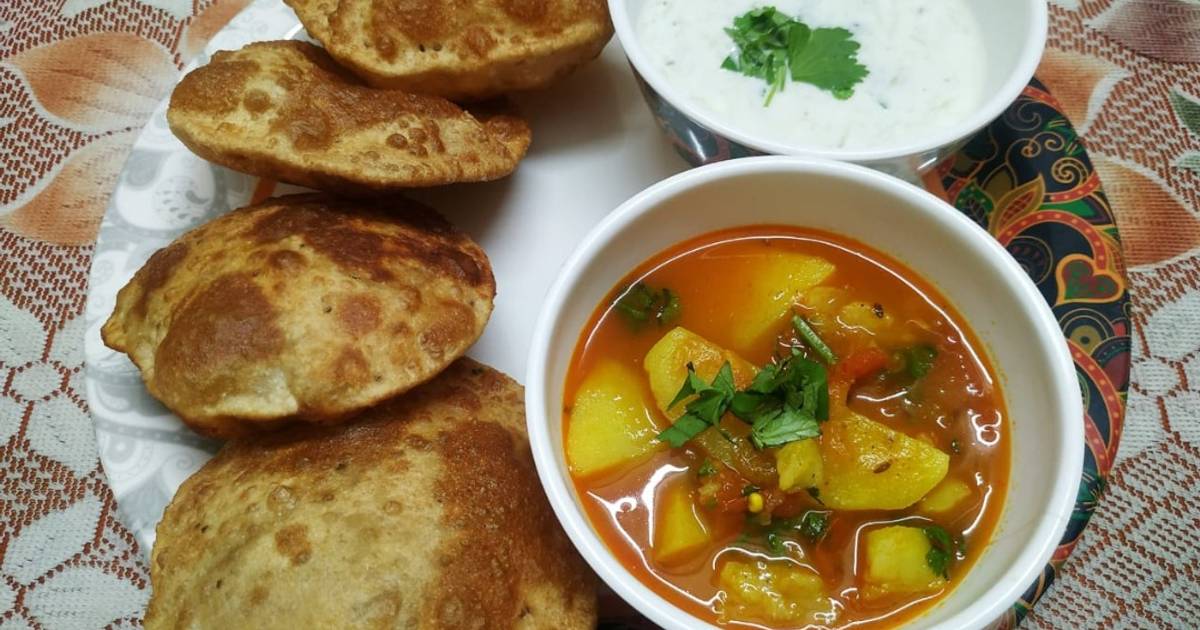 Ajwain ki Poori with Aloo Tamatar Sabzi Recipe by 7tpercent Cookpad