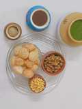Mint Pani Puri with Chana–Potato Stuffing