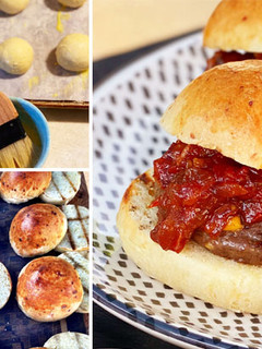 A picture of Wagyu Cheeseburger Sliders with Tomato and Bacon Jam.