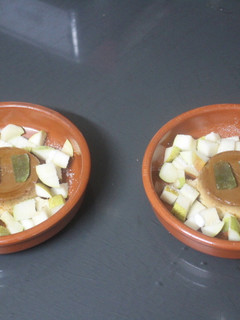 Una foto de Flan de huevo con pera