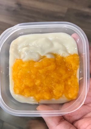 Hình của món Ăn nhẹ ăn dặm: sữa chua topping đu đủ (không cần nồi ủ).